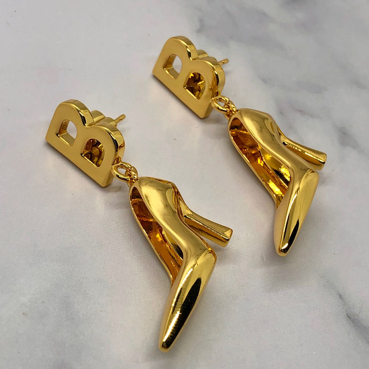BALENCIAGA BB Gold Barbie Shoe Earrings - Pre owned