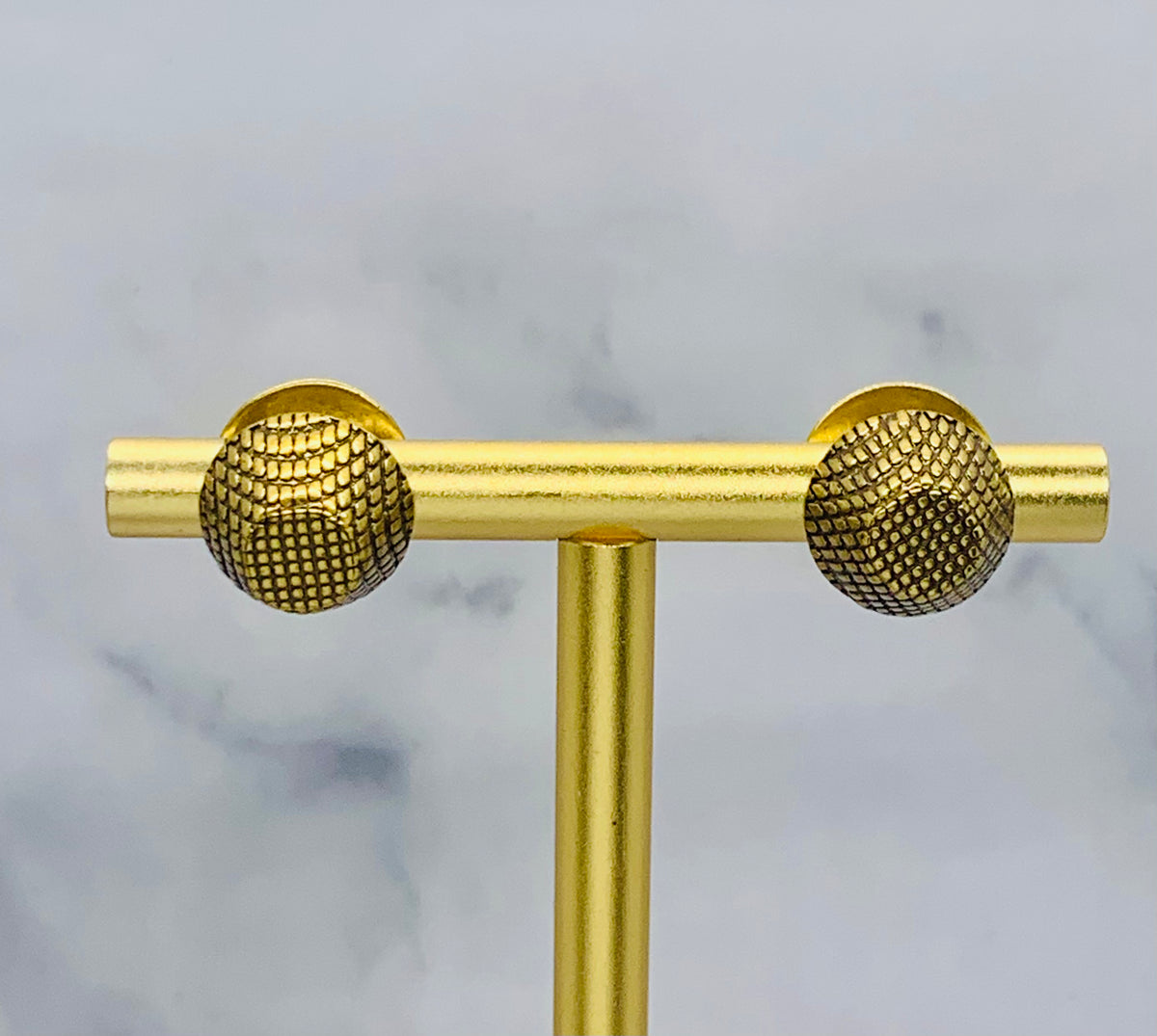 BALENCIAGA Brass Cagole Stud Earrings - Pre owned