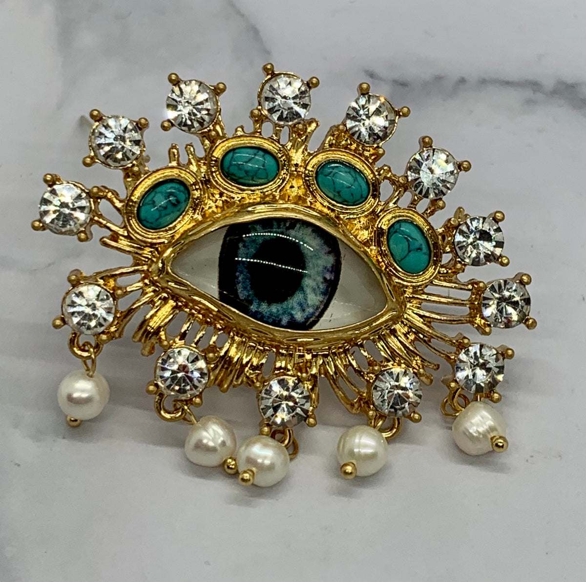 SCHIAPARELLI Statement Eye Brooch Pin - Pre owned