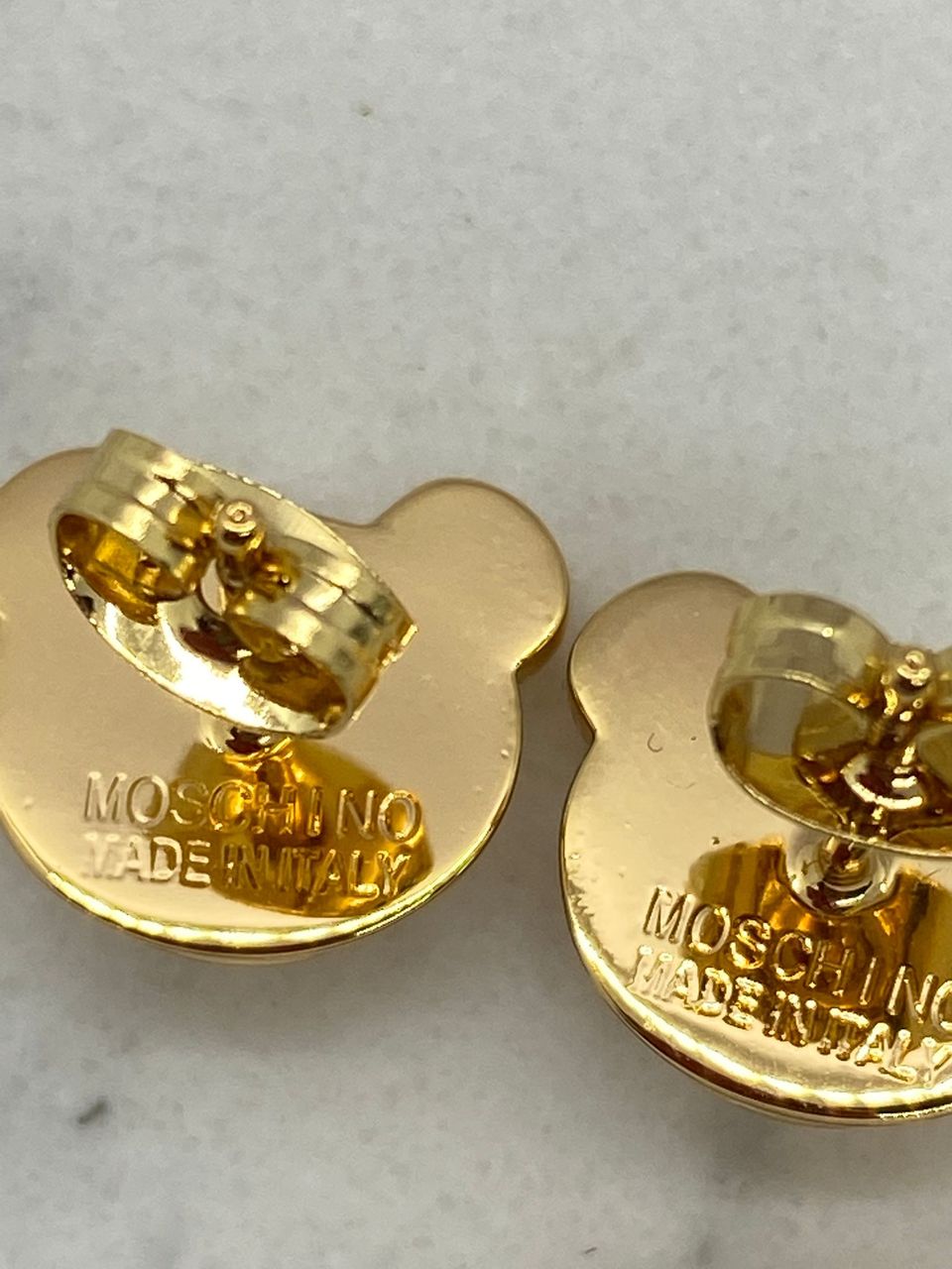 MOSCHINO Gold Tone Bear Stud Earrings - Pre owned