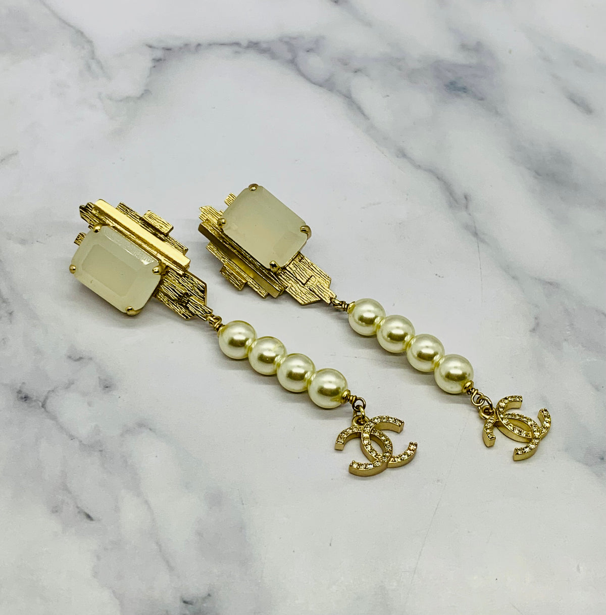 CHANEL CC Statement Pendant Earrings - USED