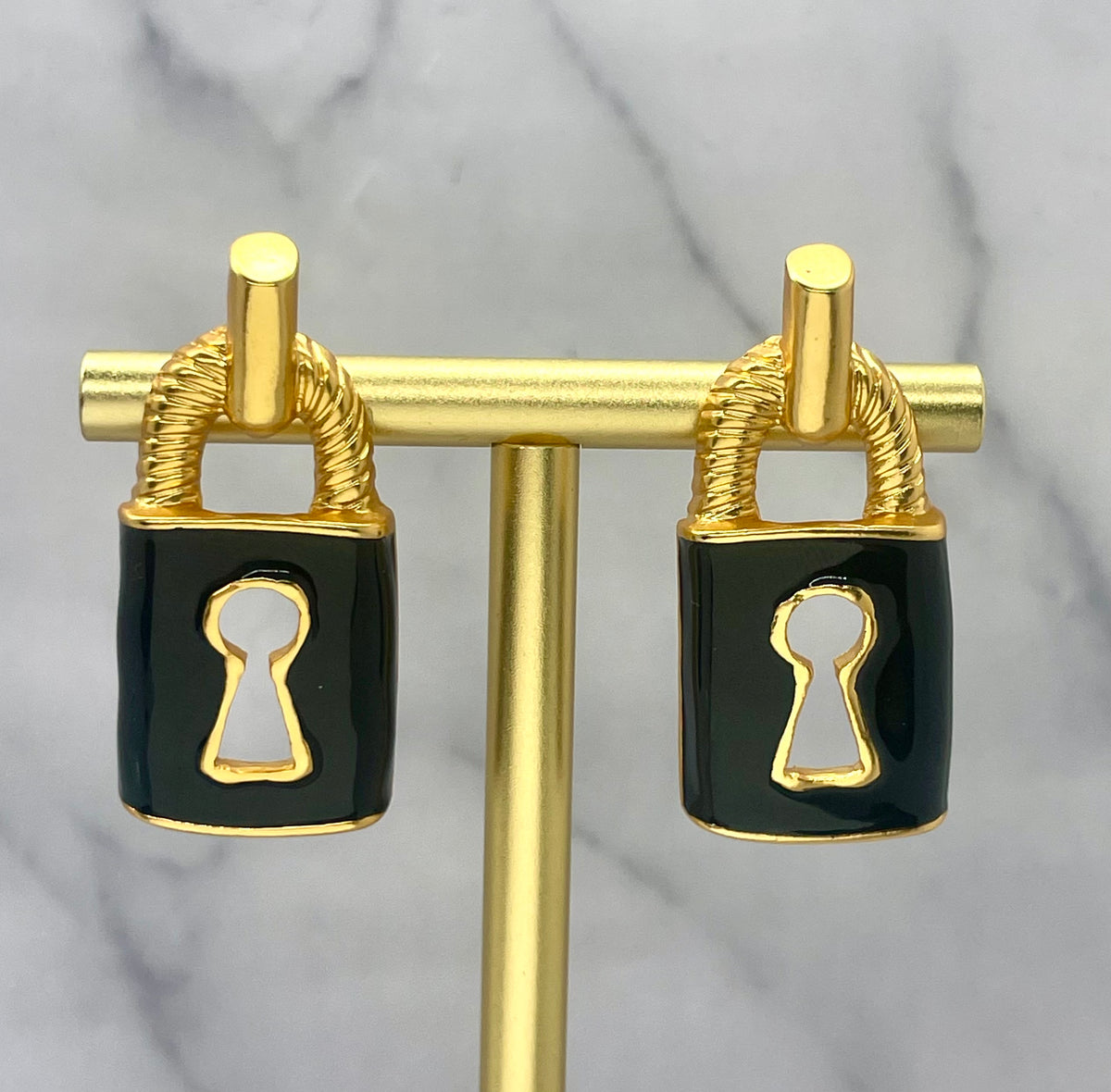 SCHIAPARELLI Vintage Enamel Lock Earrings - Pre owned