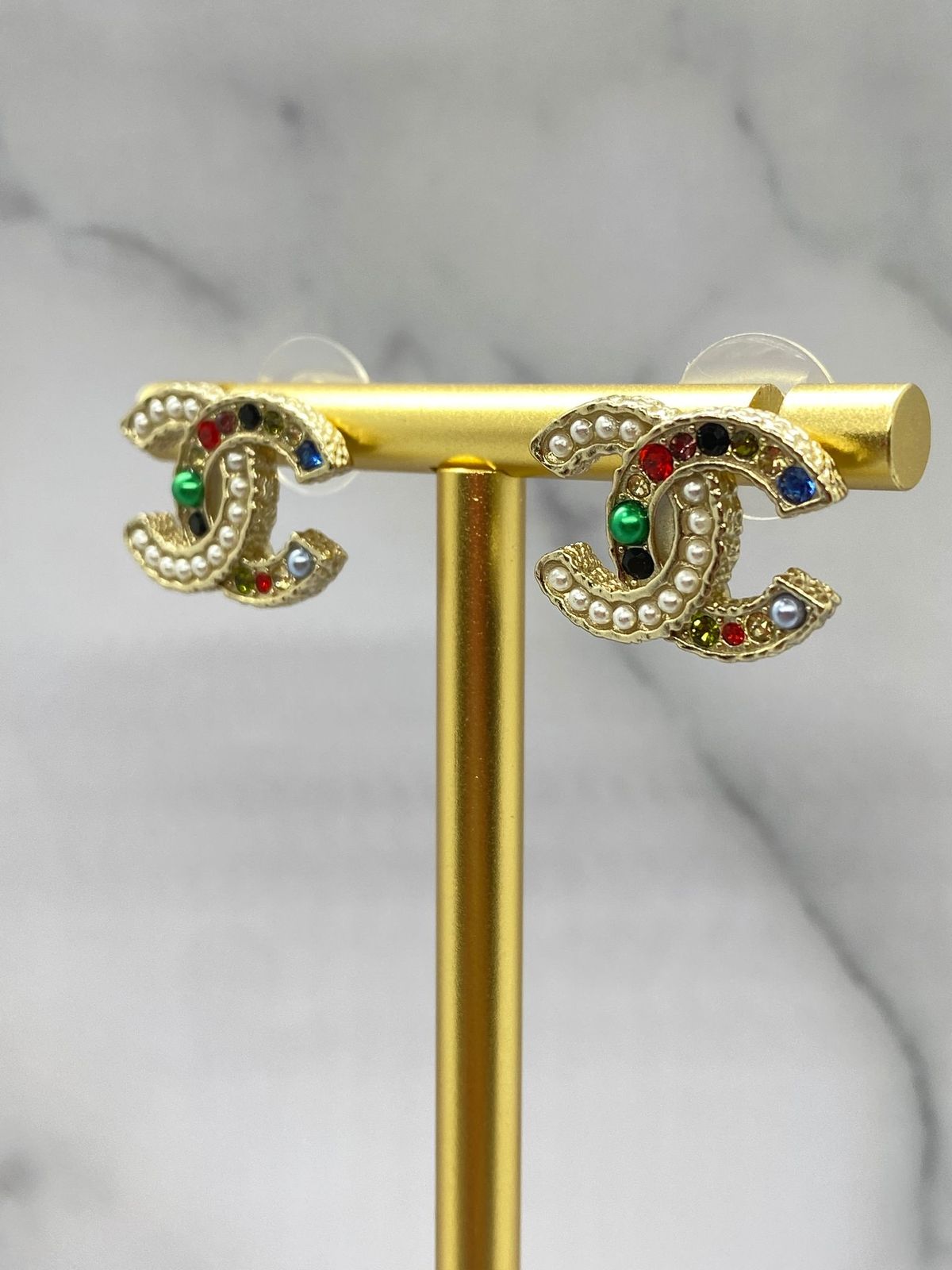 CHANEL CC Multicolor Rhinestone Earrings - pre owned