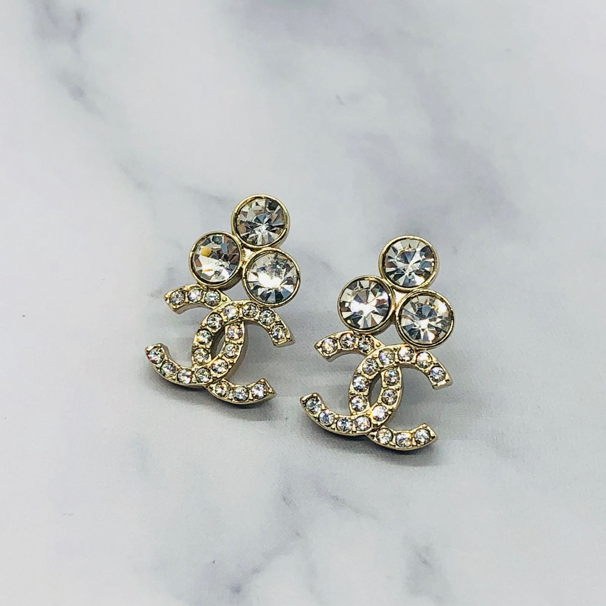 CHANEL CC Rhinestone Earrings - Pre owned