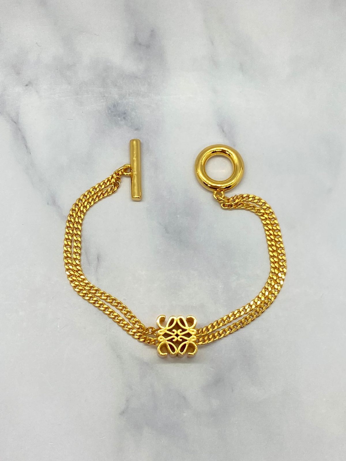 LOEWE Gold Tone Charm Chain Bracelet - USED