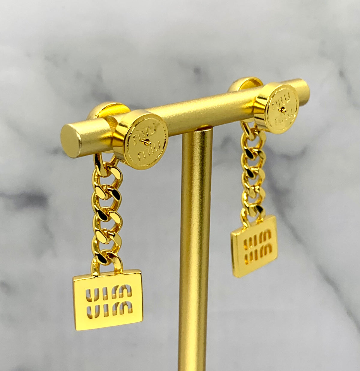 MIU MIU Gold Tone Pendant Earrings - Pre owned