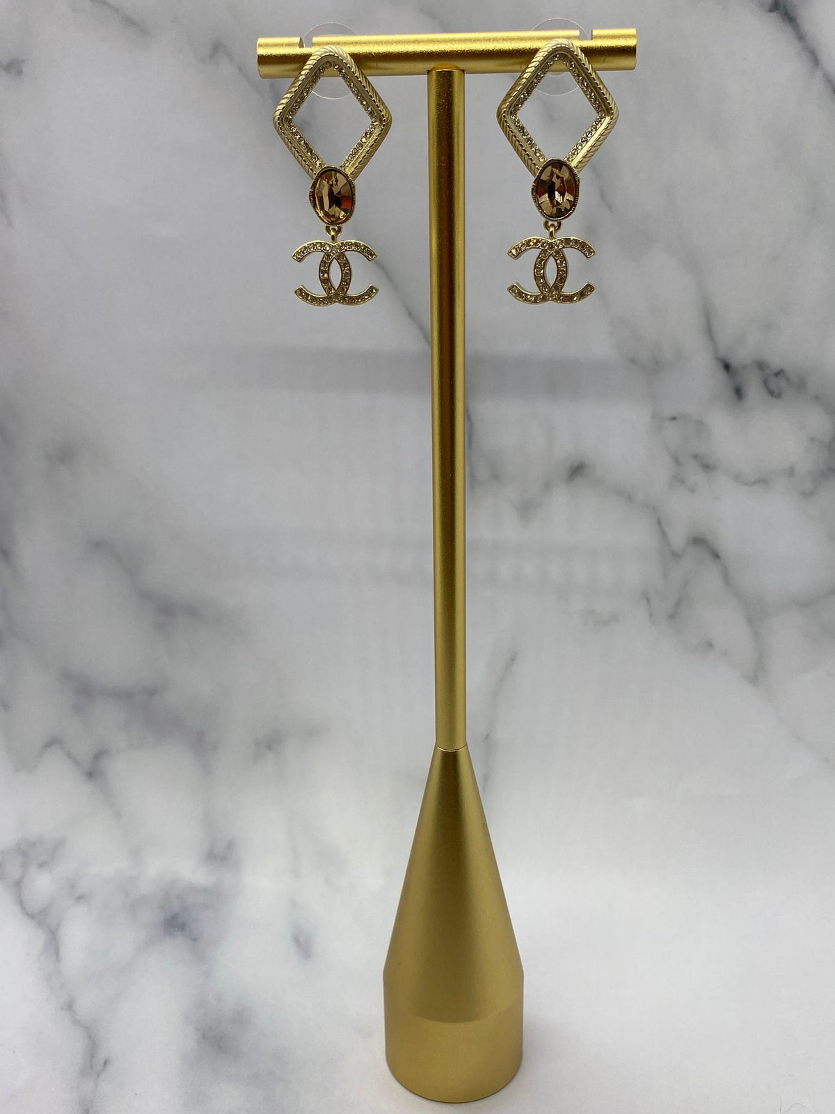 CHANEL CC Rhinestone Pendant Earrings - Pre owned