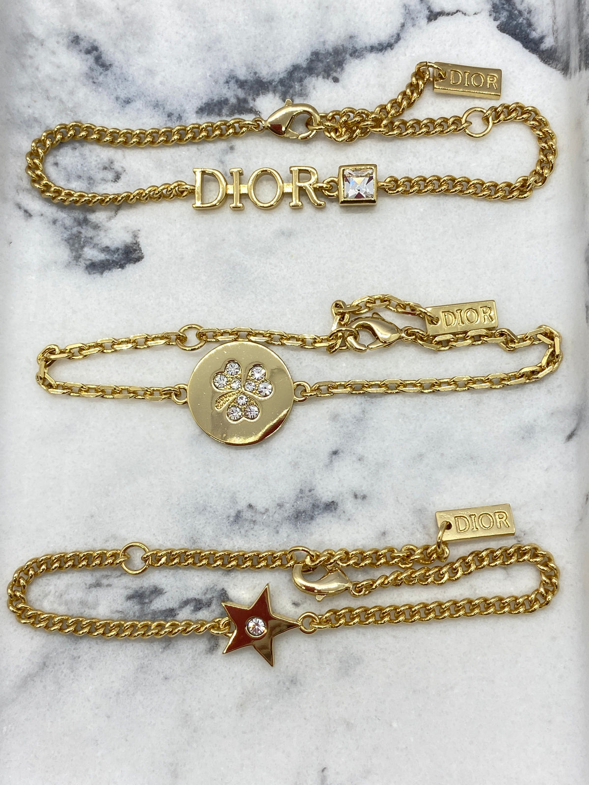 CHRISTIAN DIOR Set of 3 Gold Bracelets - Pre owned
