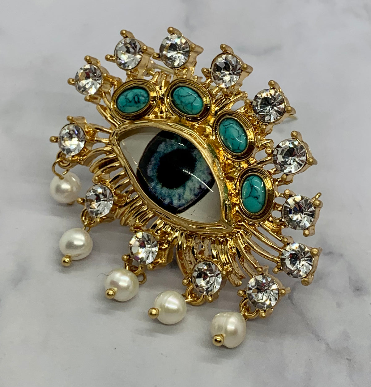 SCHIAPARELLI Statement Eye Brooch Pin - Pre owned