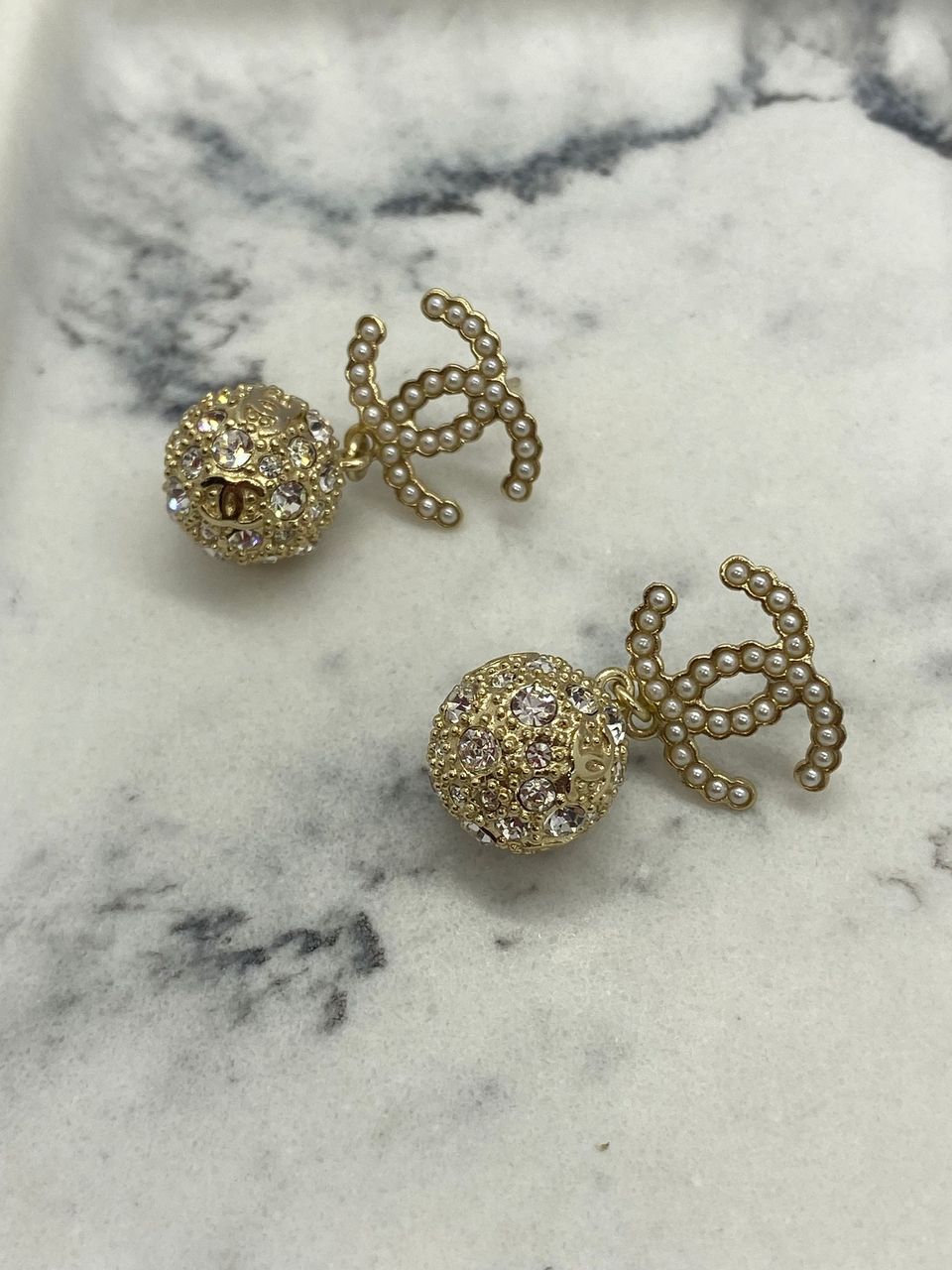 CHANEL CC Gold Tone Pendant Earrings - Pre owned