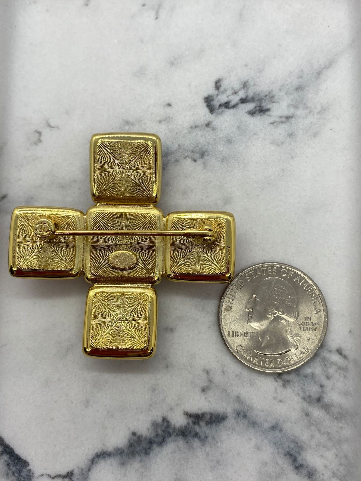 CHANEL CC Colorful Cross Brooch Pin - Pre owned