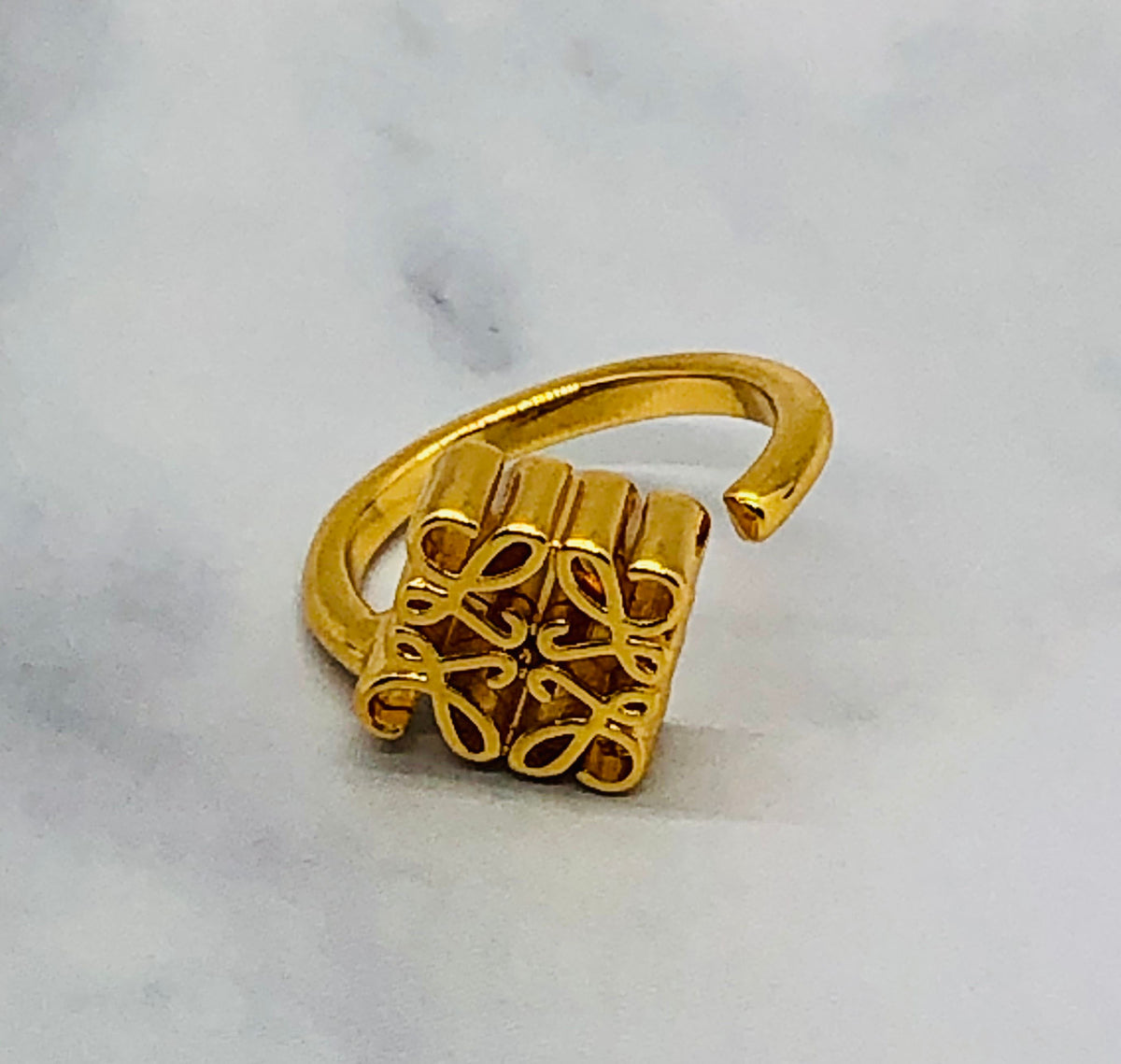 LOEWE Monogram Gold Tone Adjustable Ring - Pre owned