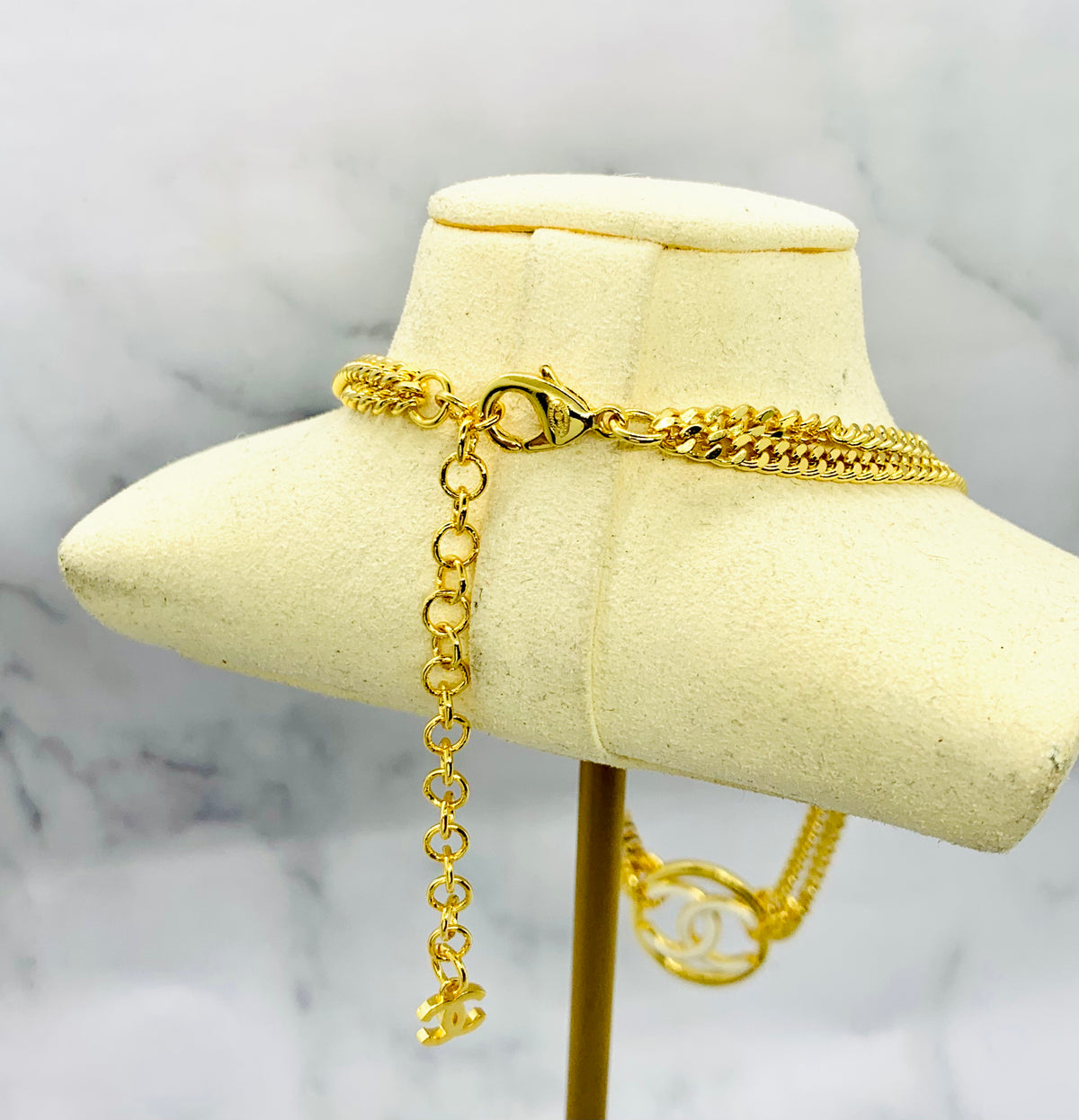CHANEL CC White Enamel Chain Necklace - USED