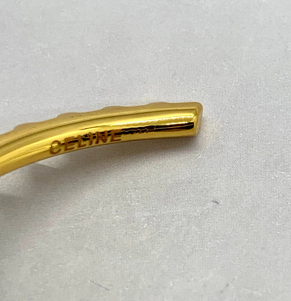 CELINE Gold Tone Spike Cuff Bangle Bracelet - Pre owned