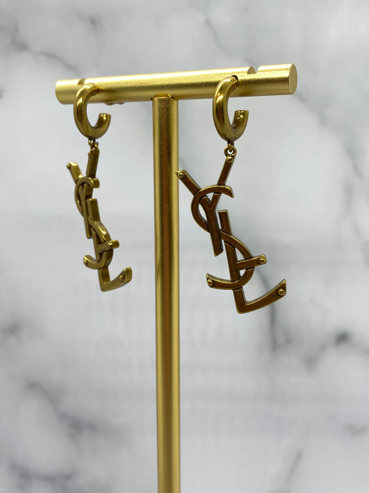 YSL YVES SAINT LAURENT Brass Pendant Earrings - Pre owned