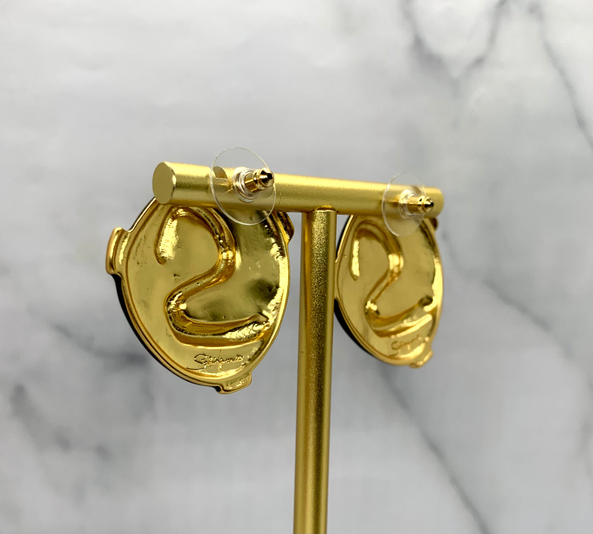 SCHIAPARELLI Enamel Signature Statement Earrings - Pre owned