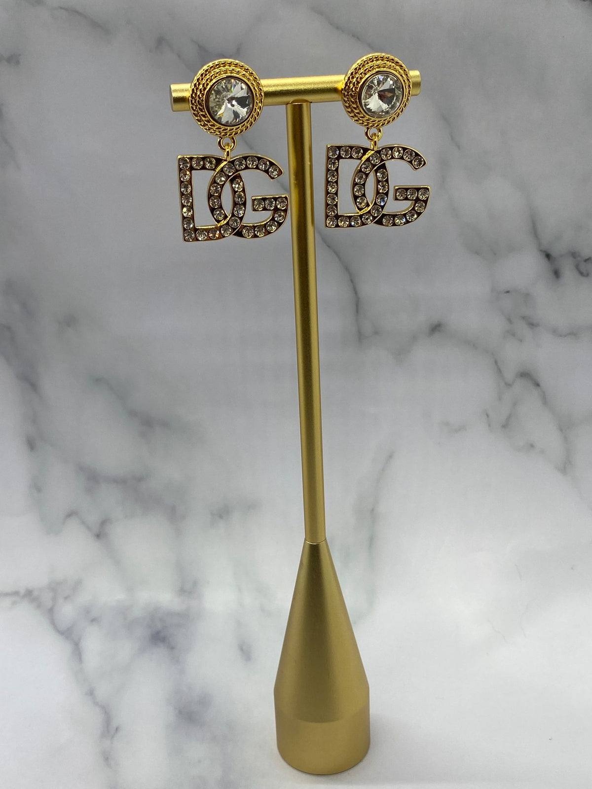 DOLCE & GABBANA Gold Tone Rhinestone Earrings - Pre owned