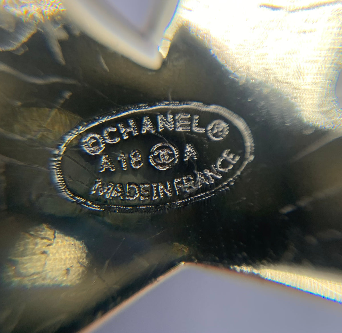 CHANEL CC Rhinestone Enamel Brooch Pin - USED