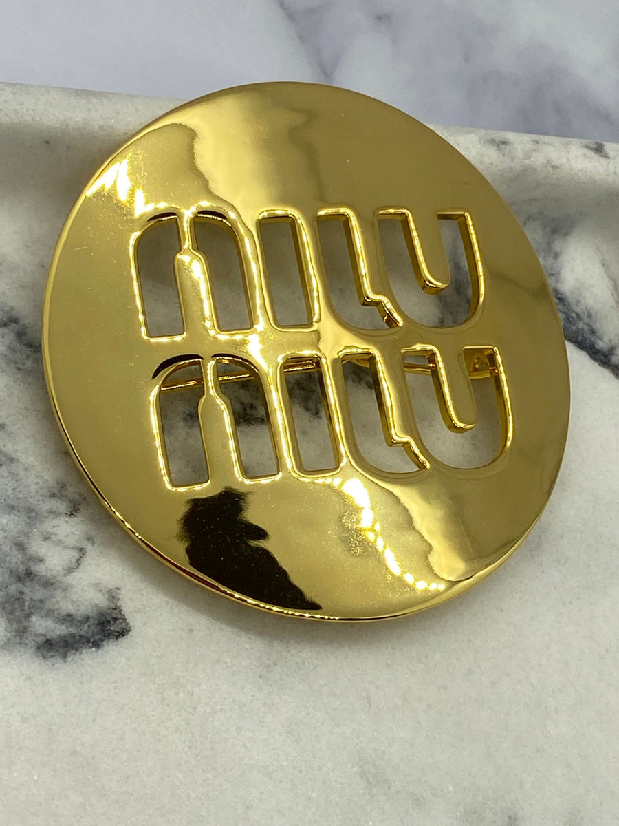 MIU MIU Gold Tone Disc Hair Clip Barrette - USED