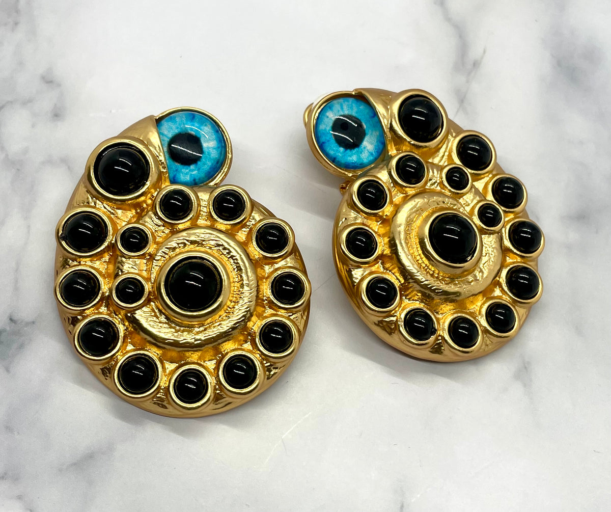 SCHIAPARELLI Snail Eye Statement Earrings - Pre owned
