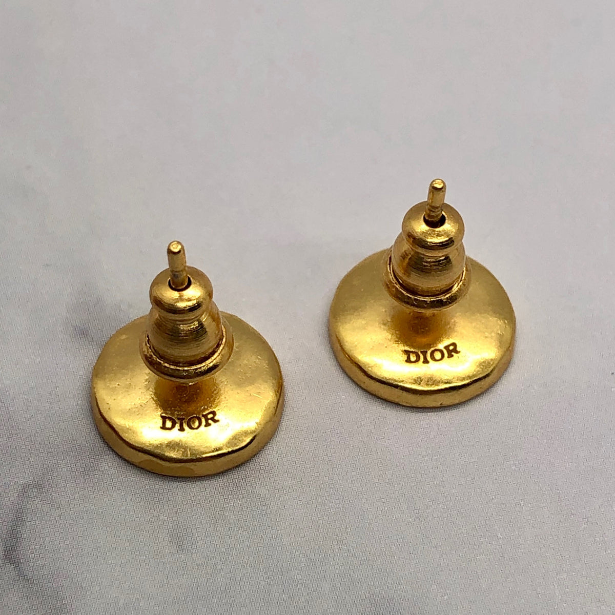 CHRISTIAN DIOR CD Gold Tone Coin Earrings - Pre owned