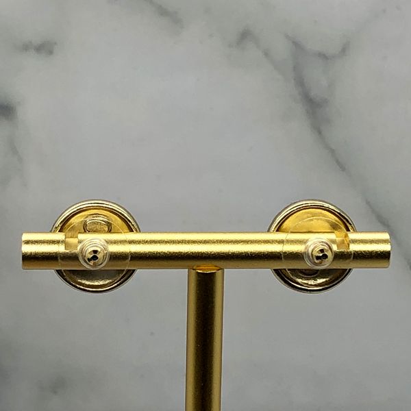 CHANEL CC Gold Tone Button Earrings - USED