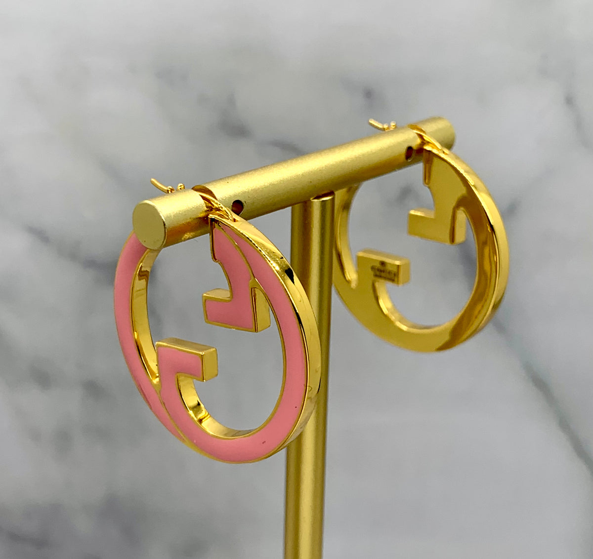GUCCI GG Pink Hoop Earrings - Pre owned