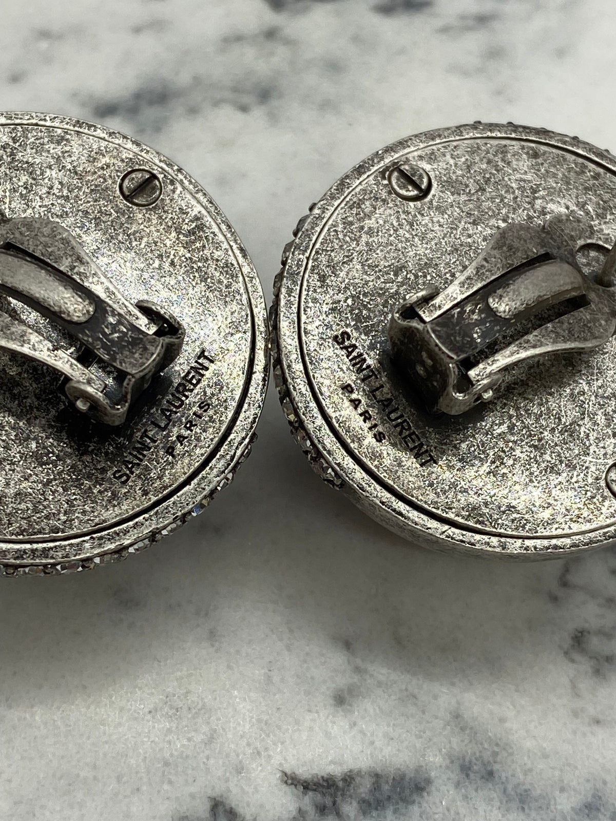 YVES SAINT LAURENT Rhinestone Sphere Clip On Earrings - Pre owned