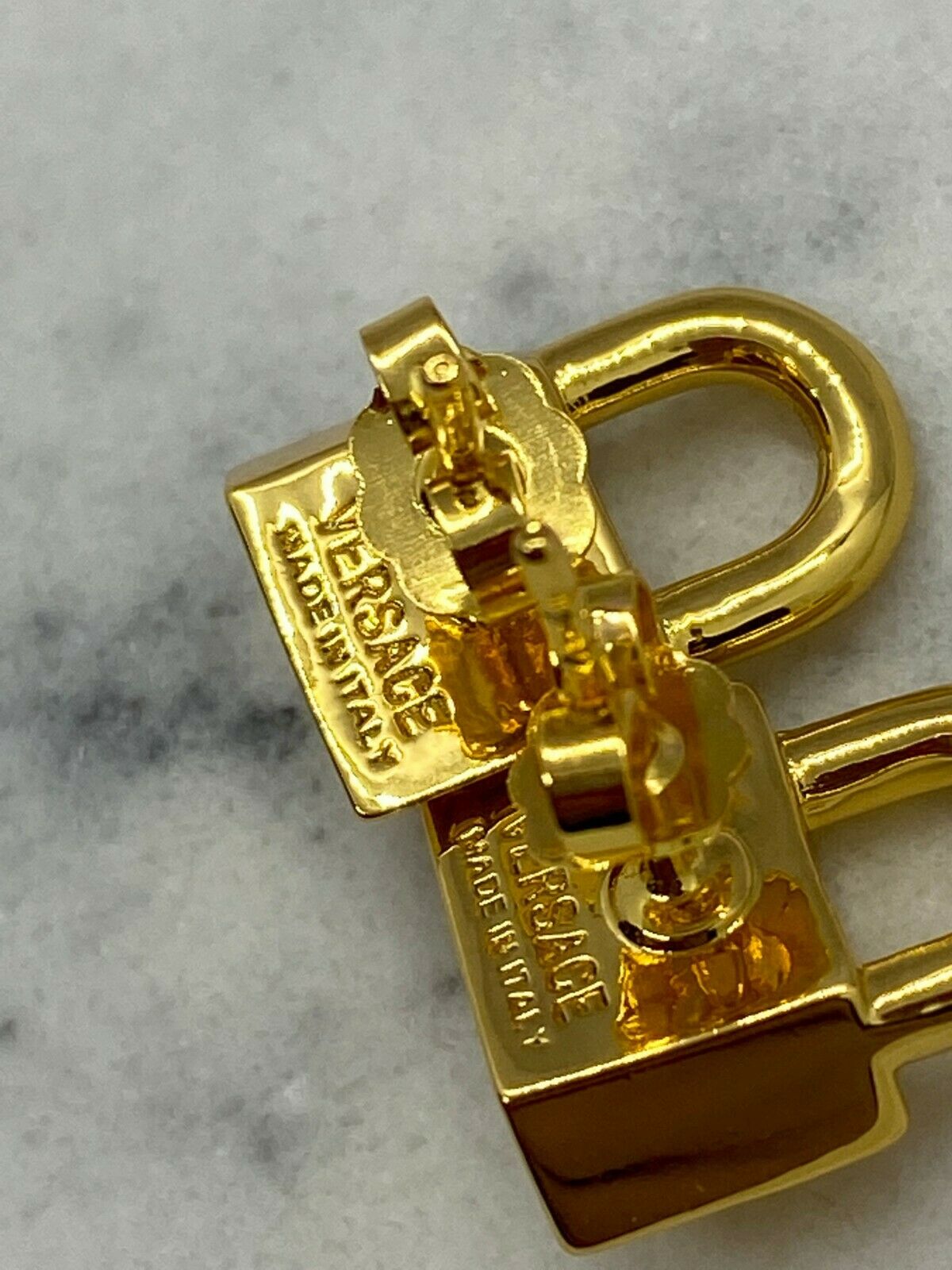 VERSACE Medusa Lock Gold Tone Earrings - Pre owned
