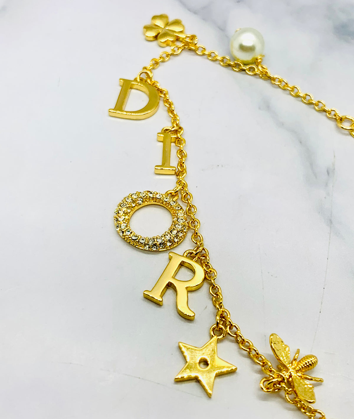 CHRISTIAN DIOR Rhinestone Charm Bracelet - Pre owned