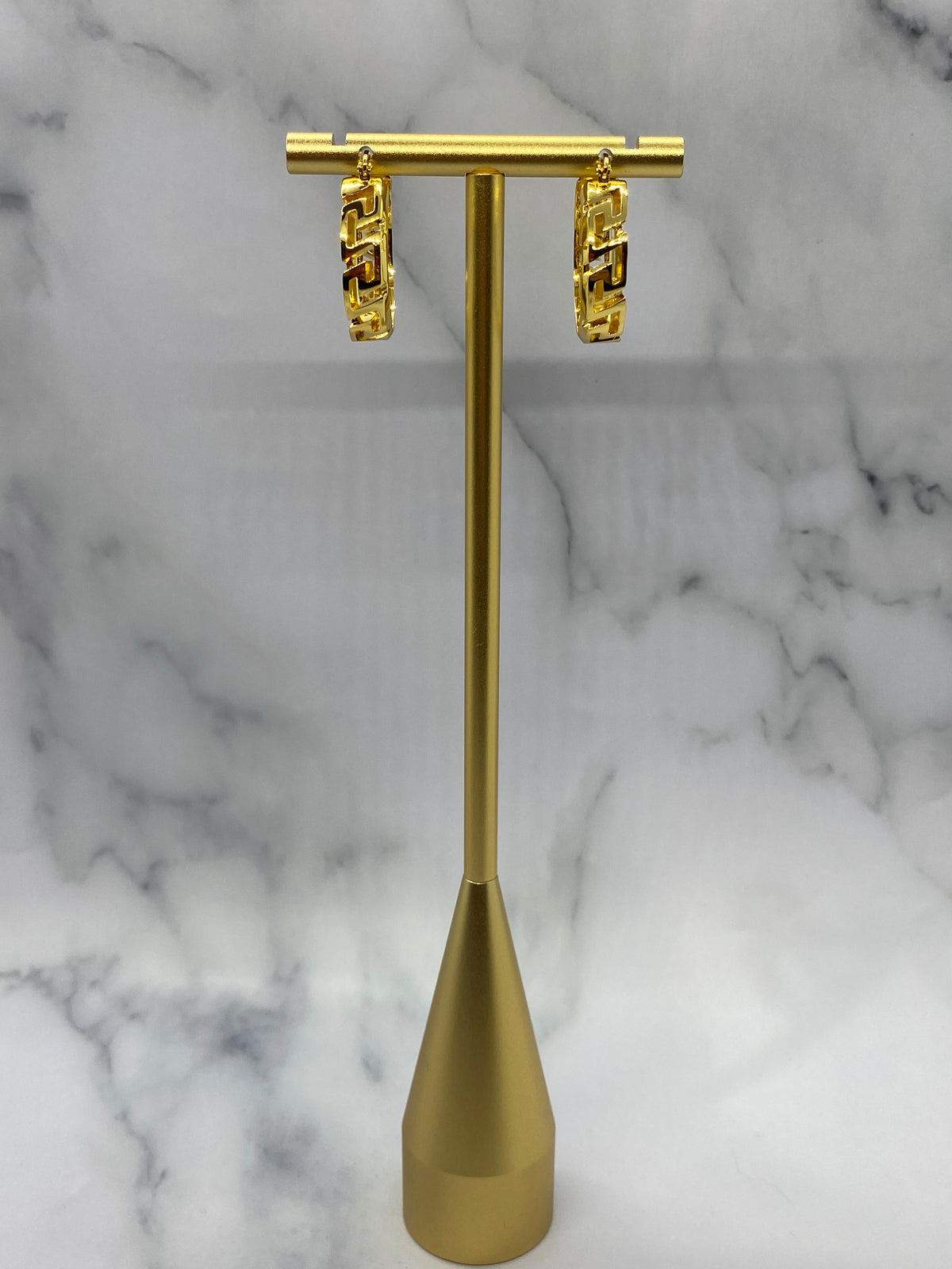 VERSACE Monogram Gold Tone Hoop Earrings - Pre owned