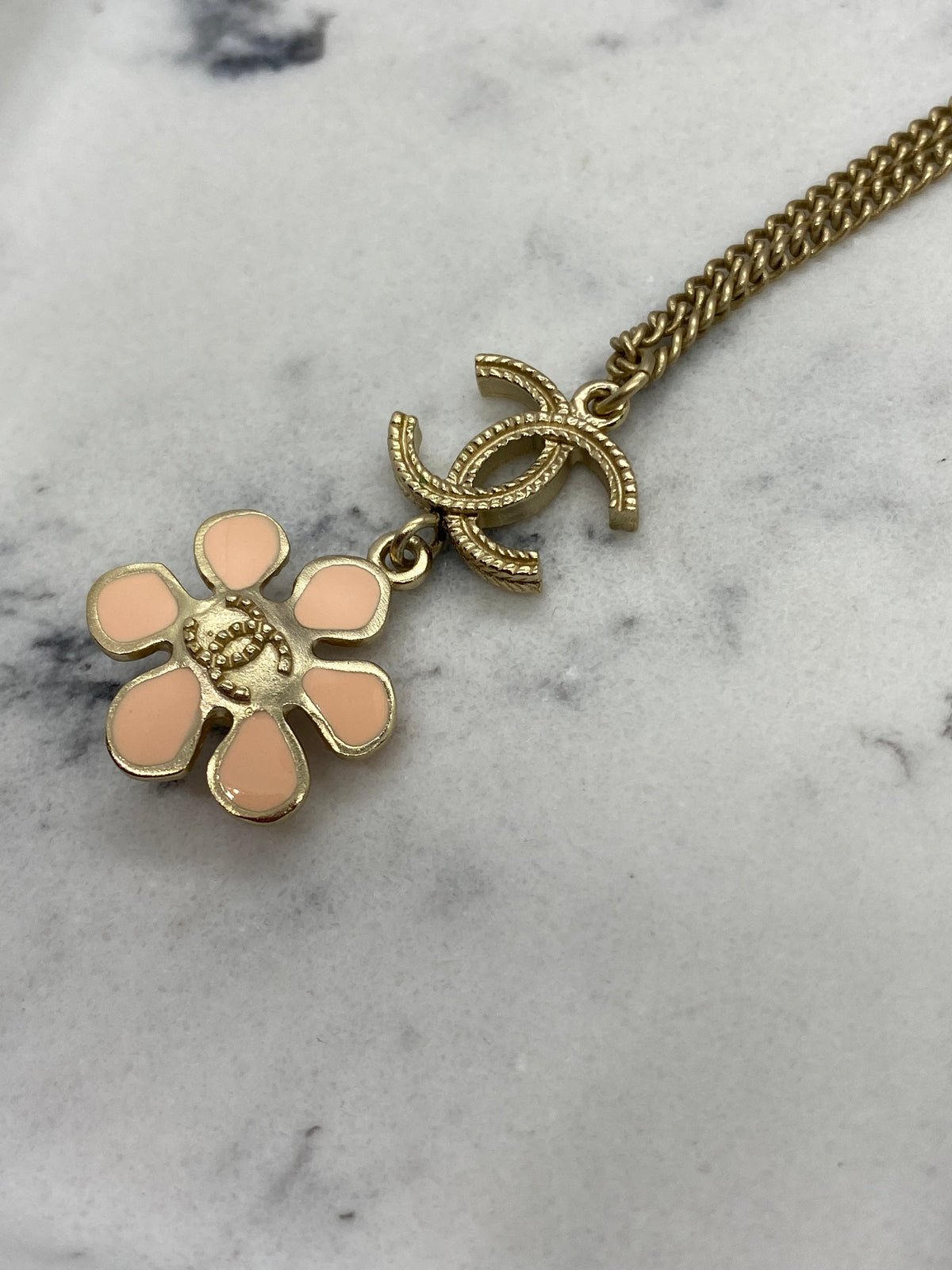 CHANEL CC Flower Pendant Necklace - USED