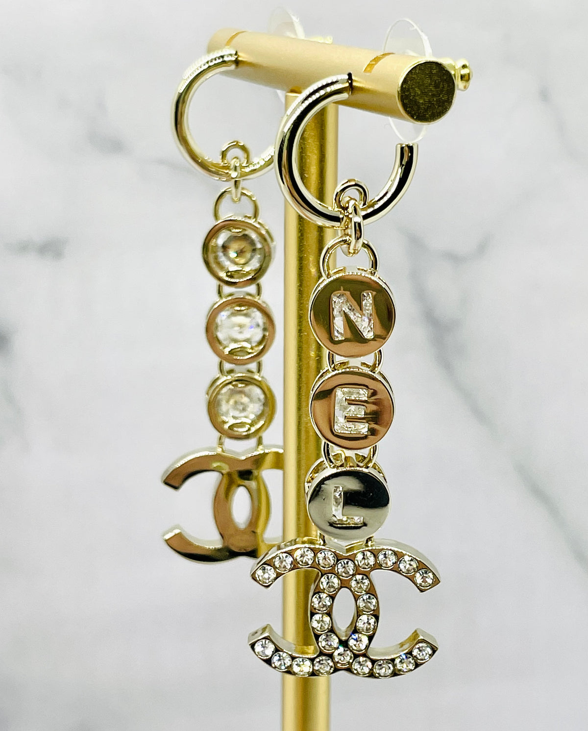 CHANEL CC Rhinestone Pendant Earrings - Pre owned
