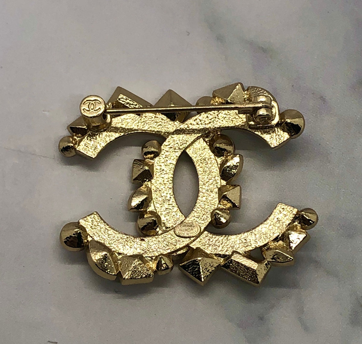 CHANEL CC Rhinestone Brooch Pin - USED
