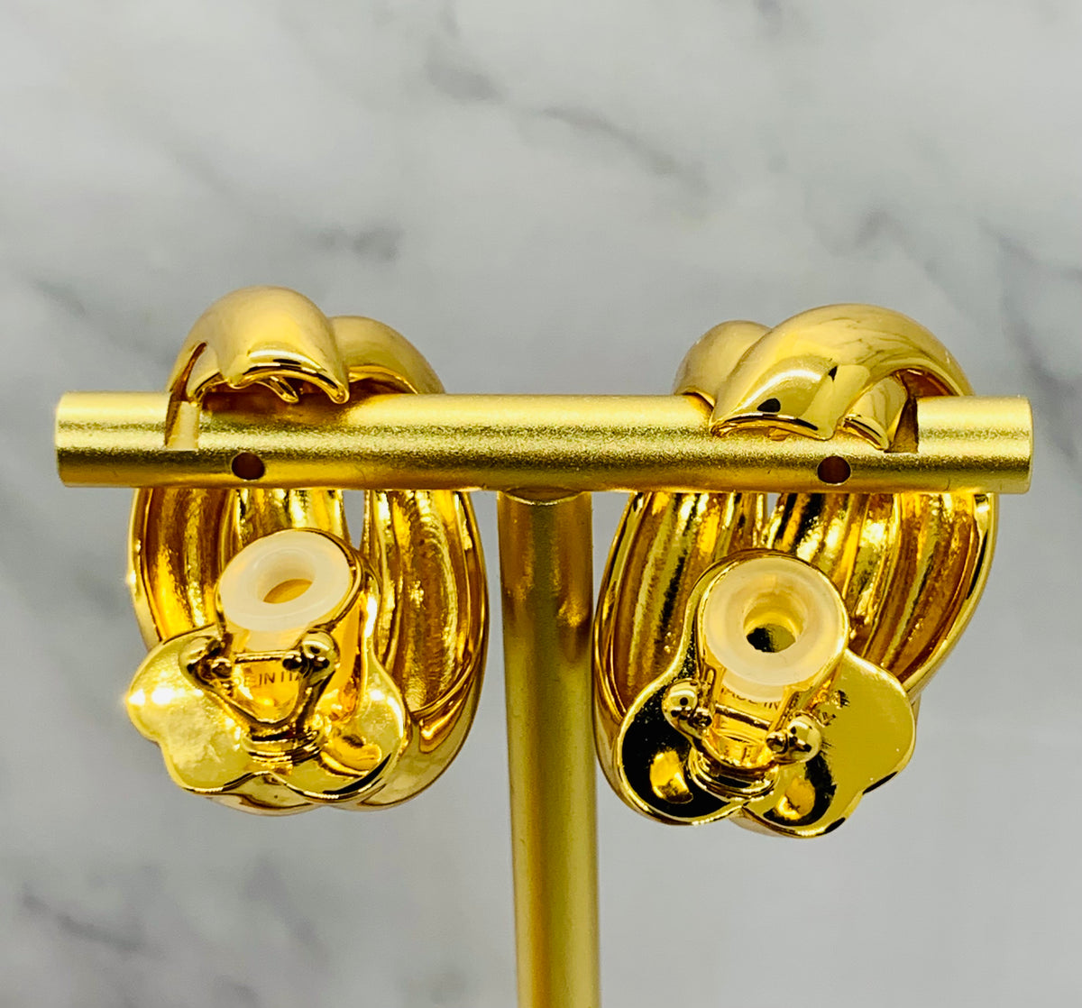 BALENCIAGA Gold Statement Clip On Earrings - Pre owned