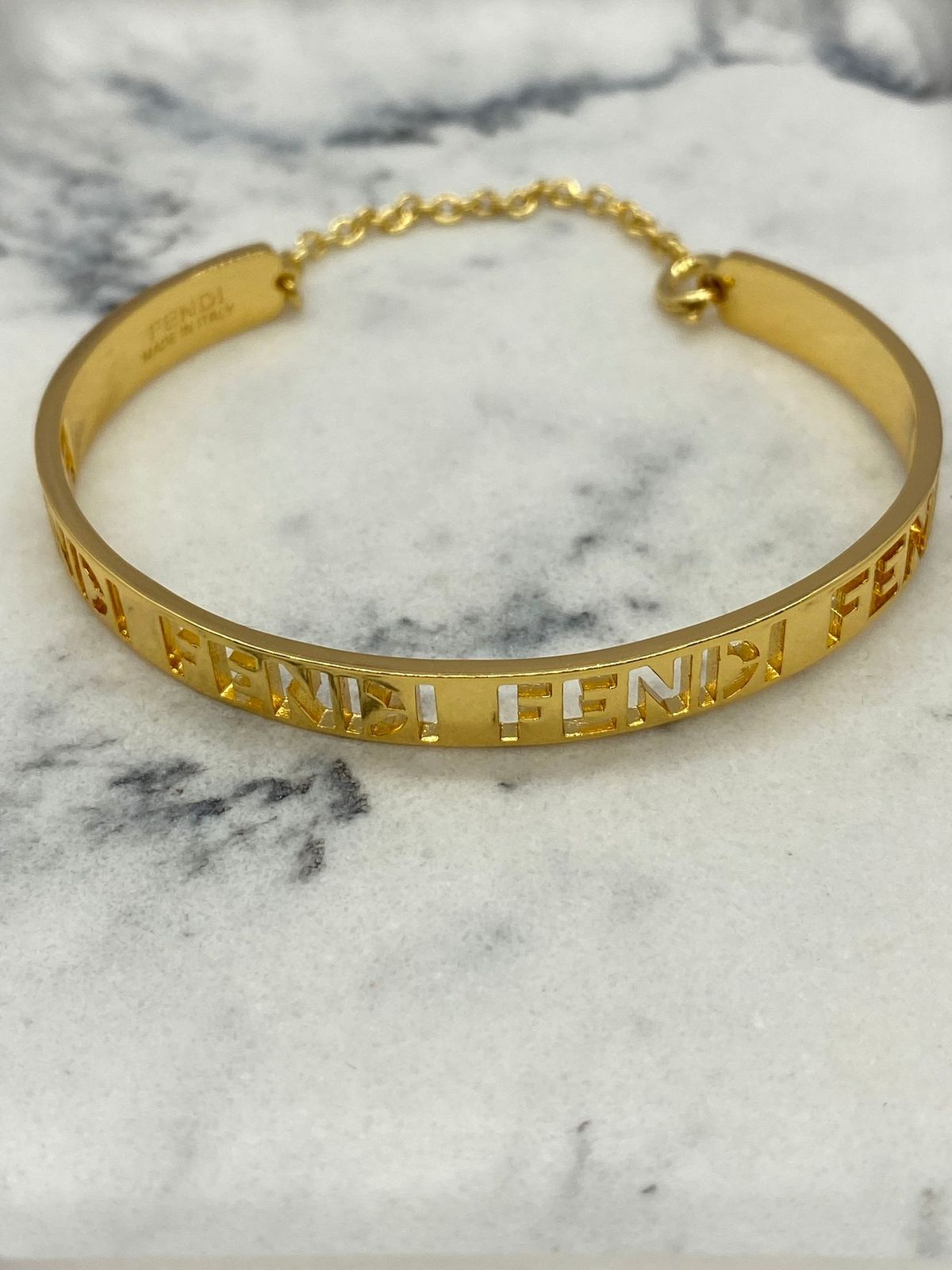 FENDI Gold Tone Monogram Bracelet - Pre owned