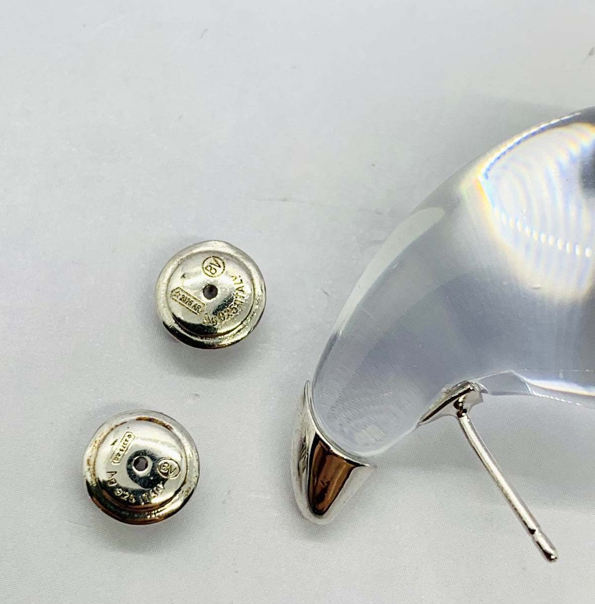 BOTTEGA VENETA Clear Silver Drop Earrings - Pre owned