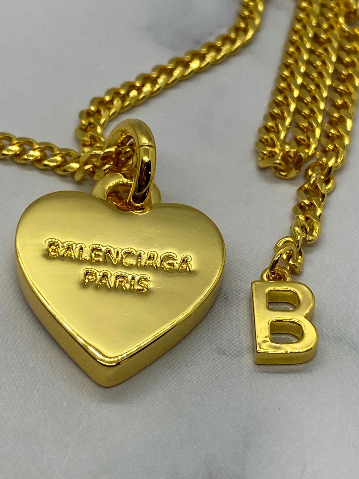 BALENCIAGA Gold Tone Heart Necklace - Pre owned