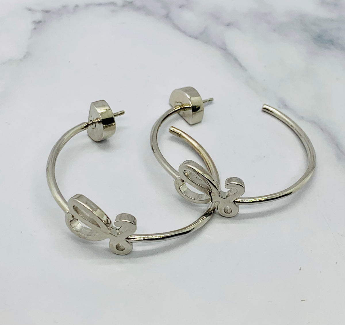 LOEWE L Silver Tone Hoop Earrings - Pre owned