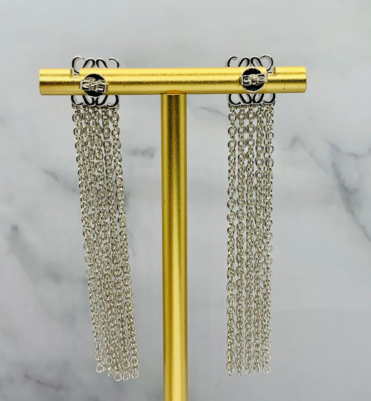 LOEWE Monogram Silver Pendant Earrings - Pre owned