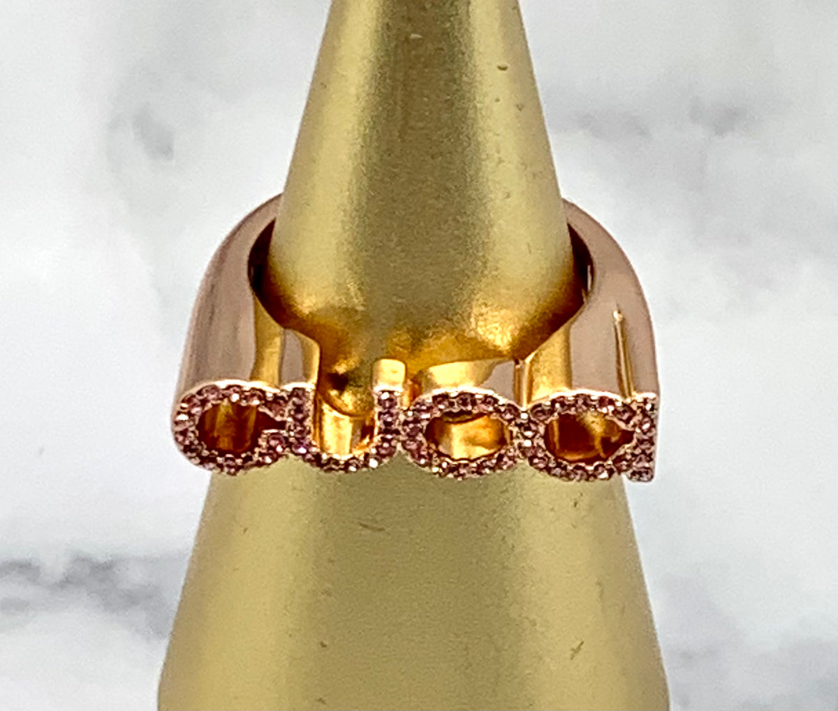 GUCCI Rose Gold Rhinestone Ring Size 7 M - Pre owned