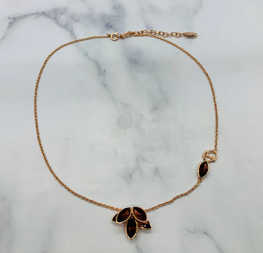 CHRISTIAN DIOR Rose Gold Rhinestone Necklace - Pre owned