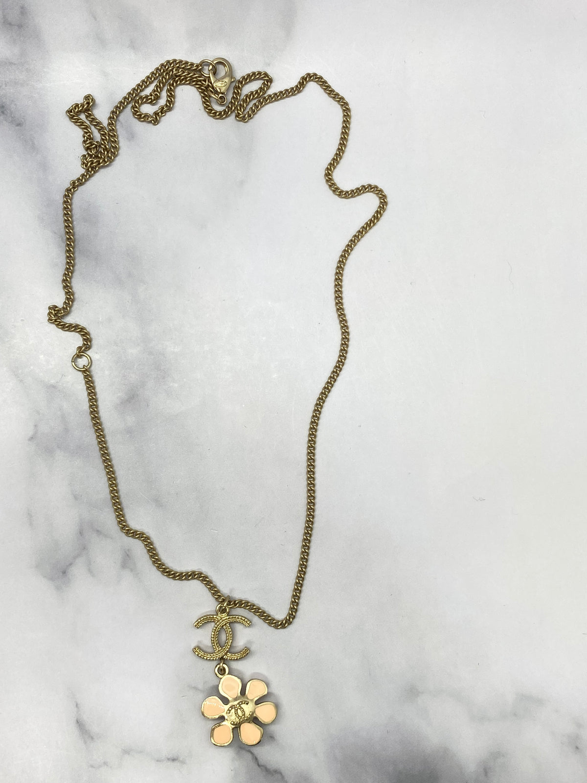 CHANEL CC Flower Pendant Necklace - USED