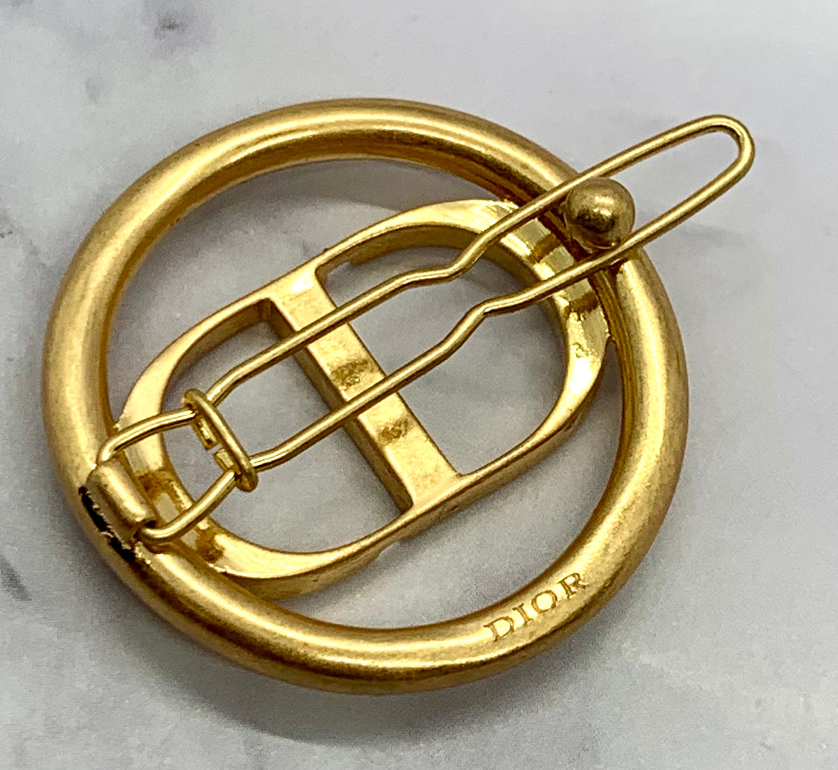 Auth CHRISTIAN DIOR CD Brass Tone Hair Clip Barrette - Pre owned