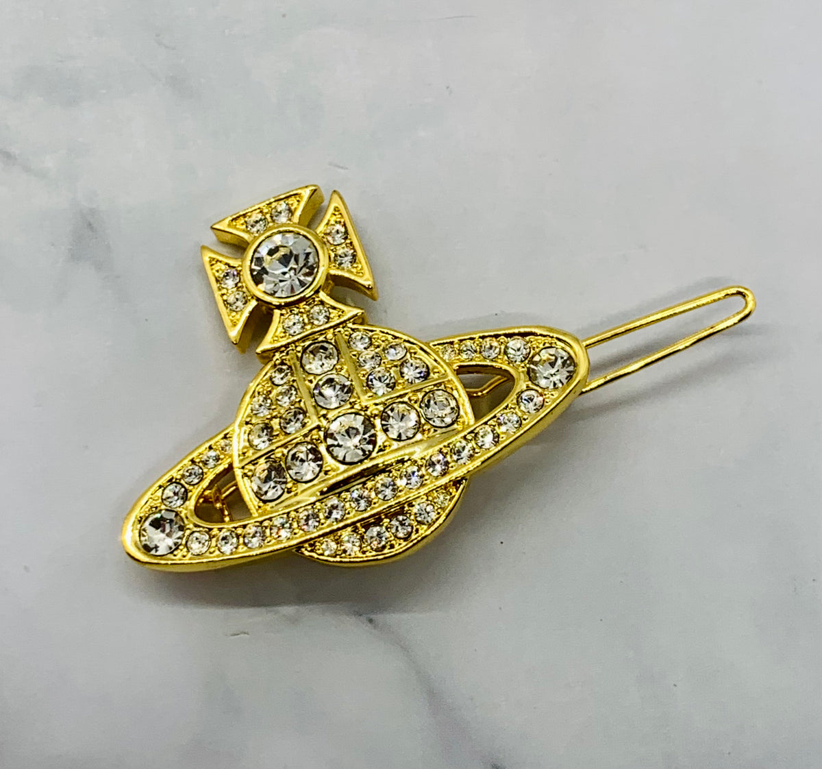 VIVIENNE WESTWOOD Ord Gold Rhinestone Hair Clip - Pre owned