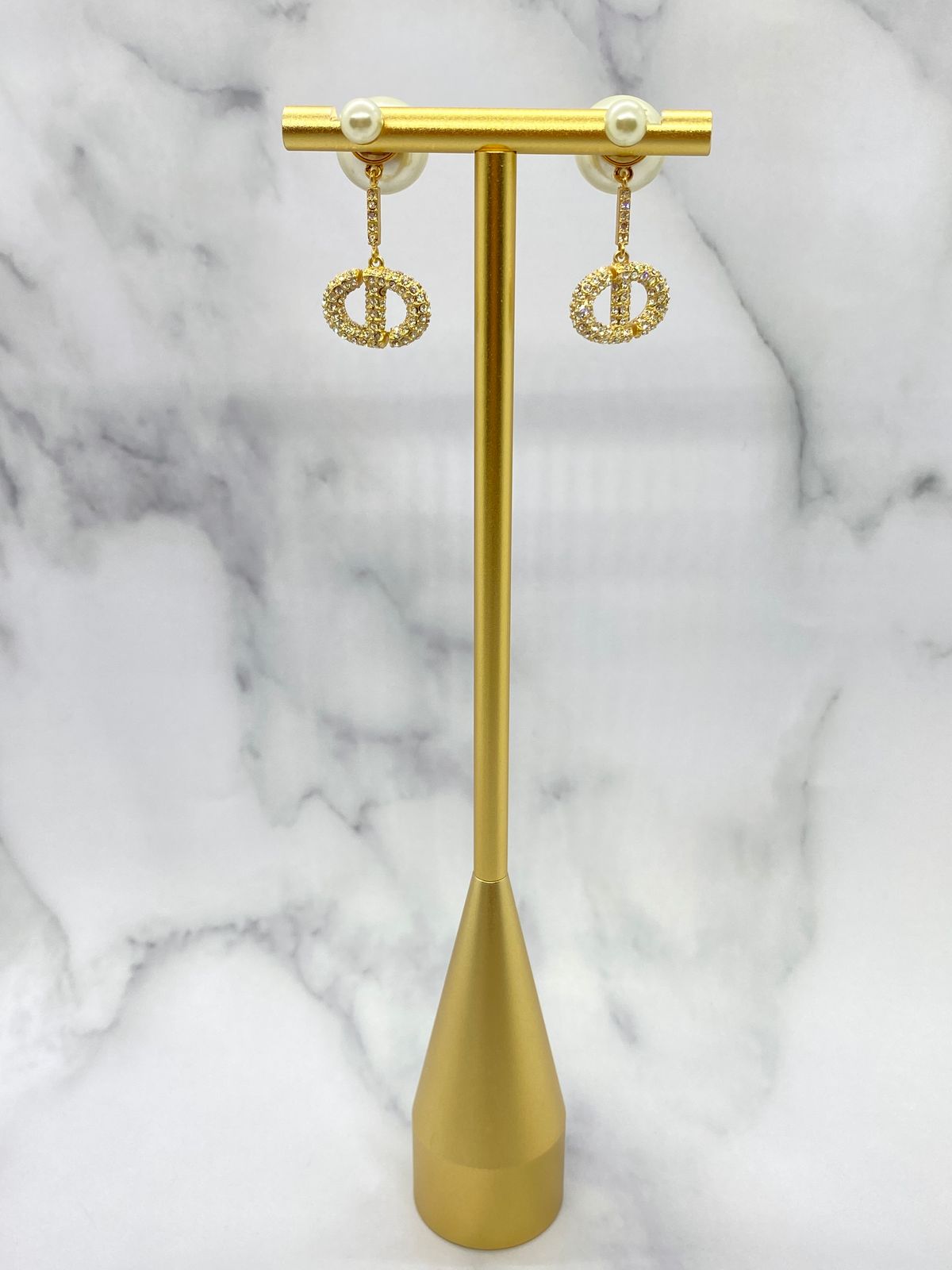 CHRISTIAN DIOR CD Faux Pearl Tribales Earrings - USED