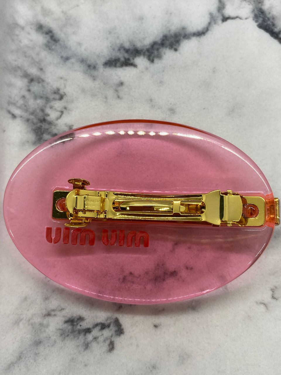 MIU MIU Pink Acrylic Rhinestone Hair Clip Barrette - Pre owned