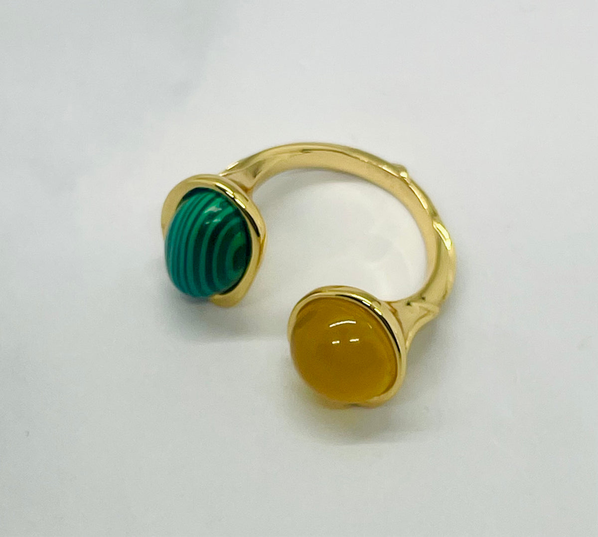 LOEWE Green Yellow Stones Adjustable Ring Size 7 - Pre owned