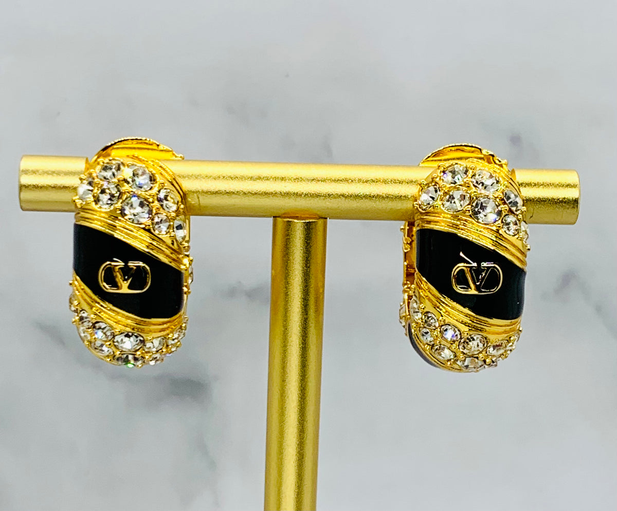 VALENTINO Rhinestone Hoop Earrings - Pre owned