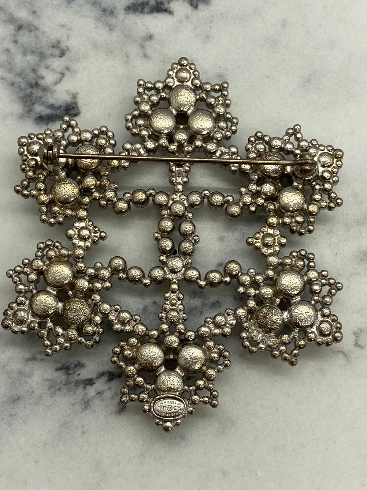 CHANEL CC Winter Rhinestone Snowflake Brooch Pin - USED